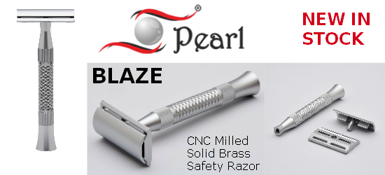 Pearl BLAZE Safey Razor - CNC Milled, Chrome Plated Brass