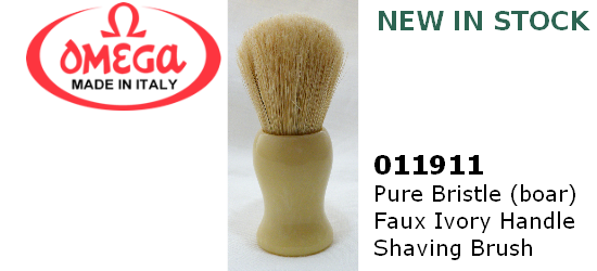 OMEGA 011911 Premium Pure Bristle Shaving Brush - Faux Ivory