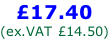 £17.40 (ex.VAT £14.50)