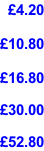 £4.20  £10.80  £16.80  £30.00  £52.80